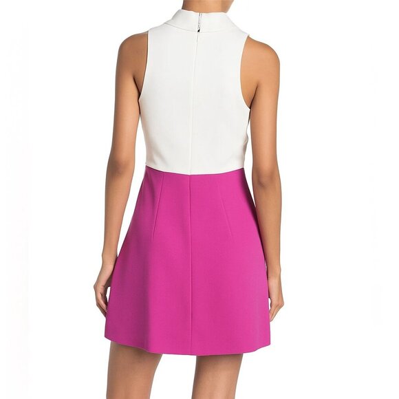 Amanda Uprichard Augusta Dress Pink White Colorblock Size Small - Picture 2 of 7